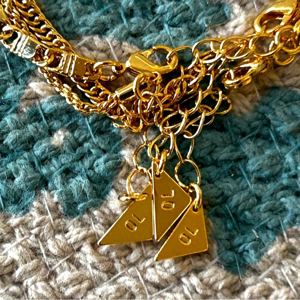 🏖️NWT 3-Piece Bracelet Set. Dainty Chain Link. 14k Gold Plated - Picture 4 of 10